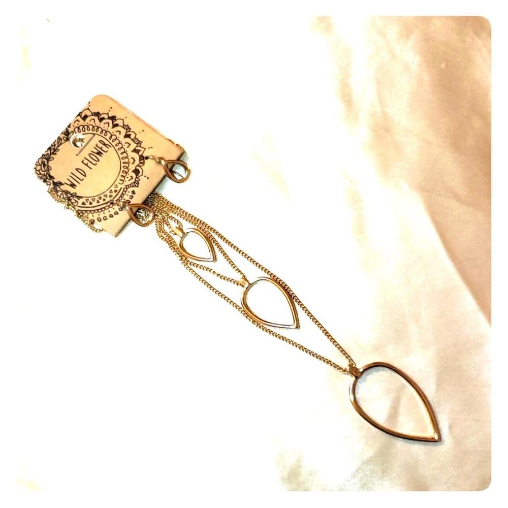 gold tone triple  layered necklace,earrings